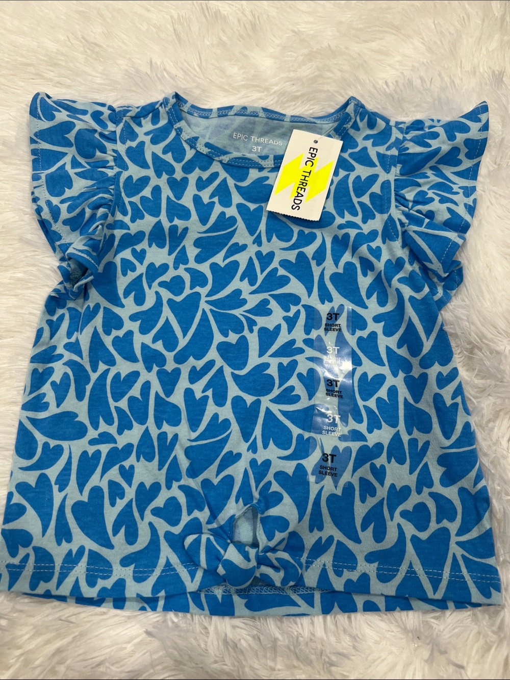Epic Threads Bright Blue Heart-Pattern Flutter Sleeve Tee